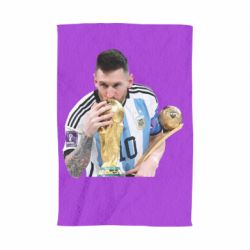 Полотенце с принтом Месси целует кубок - PrintSalon
