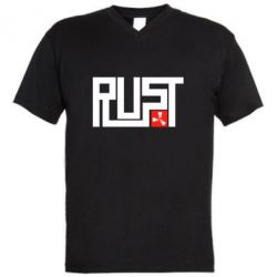 Мужская футболка  с V-образным вырезом Rust Logo - PrintSalon