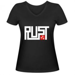 Женская футболка с V-образным вырезом Rust Logo - PrintSalon