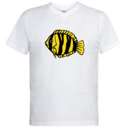 Мужская футболка  с V-образным вырезом рыбка - PrintSalon