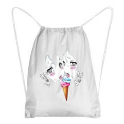 Рюкзак-мешок Ahegao girl eating ice cream - PrintSalon
