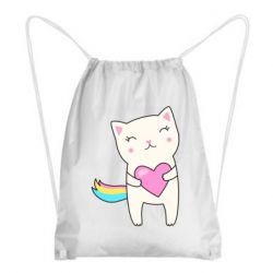 Рюкзак-мешок Cute cat with heart - PrintSalon