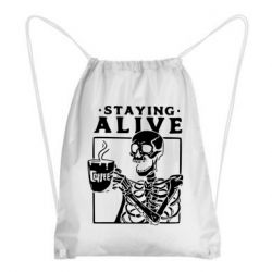 Рюкзак-мешок Staying alive with coffee - PrintSalon
