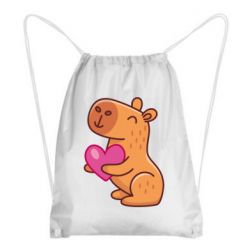 Рюкзак-мешок Капибара сердечко - PrintSalon