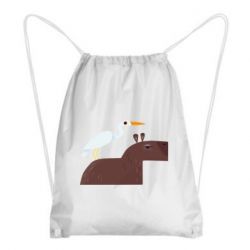 Рюкзак-мешок Капибара с цаплей - PrintSalon
