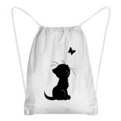Рюкзак-мешок Котик с бабочкой - PrintSalon