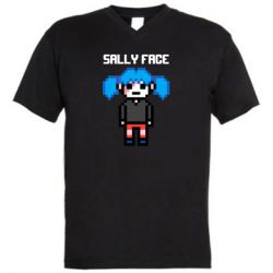 Мужская футболка  с V-образным вырезом Sally face pixel - PrintSalon