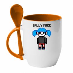 Чашка с ложкой Sally face pixel - PrintSalon