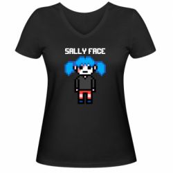 Женская футболка с V-образным вырезом Sally face pixel - PrintSalon
