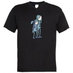 Мужская футболка  с V-образным вырезом Sally Fisher and Larry Johnson art - PrintSalon