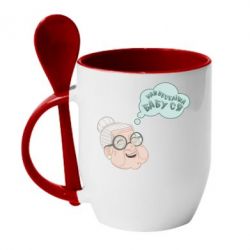 Чашка с ложкой Самая веселая бабуля - PrintSalon