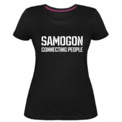 Женская премиум футболка Samogon connecting people - PrintSalon