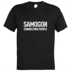 Мужская футболка  с V-образным вырезом Samogon connecting people - PrintSalon