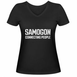Женская футболка с V-образным вырезом Samogon connecting people - PrintSalon