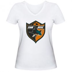 Женская футболка с V-образным вырезом San Jose Sharks - PrintSalon
