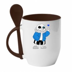 Чашка з ложкою Sans with heart - PrintSalon