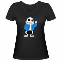 Жіноча футболка з V-подібним вирізом Sans with heart - PrintSalon