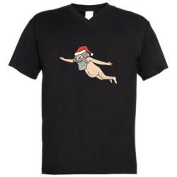 Чоловіча футболка з V-подібним вирізом Santa comes to town! - PrintSalon