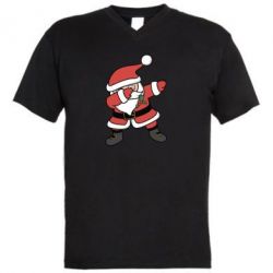 Мужская футболка  с V-образным вырезом Santa dabbing - PrintSalon