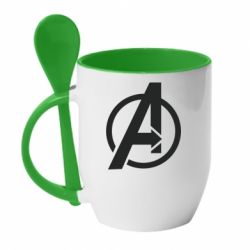 Чашка з ложкою Сaptain Аmerica logo - PrintSalon