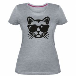 Жіноча преміум футболка Сat in sunglasses