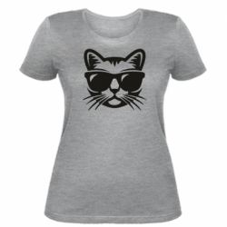 Жіноча футболка Сat in sunglasses - PrintSalon