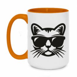 Чашка двокольорова велика Сat in sunglasses - PrintSalon