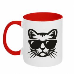 Чашка двокольорова Сat in sunglasses