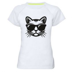 Жіноча футболка для спорту Сat in sunglasses