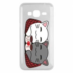 Чохол для Samsung J3 2016 Сats with plaid and coffee - PrintSalon