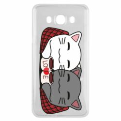 Чохол для Samsung J7 2016 Сats with plaid and coffee - PrintSalon