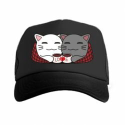 Кепка-тракер Сats with plaid and coffee - PrintSalon