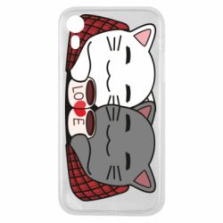 Чохол для iPhone XR Сats with plaid and coffee - PrintSalon