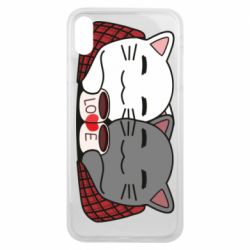 Чохол для iPhone Xs Max Сats with plaid and coffee - PrintSalon