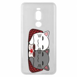 Чохол для Meizu Note 8 Сats with plaid and coffee - PrintSalon