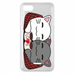 Чохол для Xiaomi Redmi 6A Сats with plaid and coffee - PrintSalon