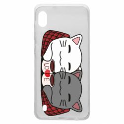 Чохол для Samsung A10 Сats with plaid and coffee - PrintSalon