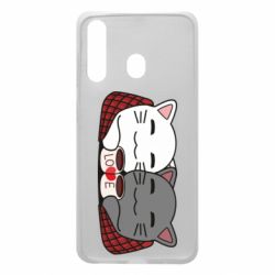 Чохол для Samsung A60 Сats with plaid and coffee - PrintSalon