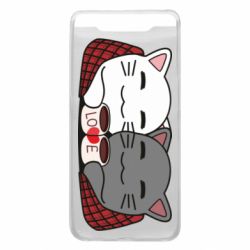 Чохол для Samsung A80 Сats with plaid and coffee - PrintSalon