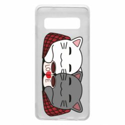 Чохол для Samsung S10 Сats with plaid and coffee - PrintSalon