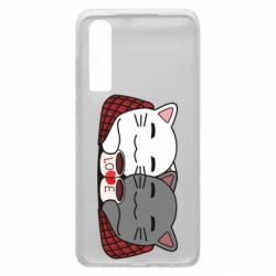 Чохол для Huawei P30 Сats with plaid and coffee - PrintSalon