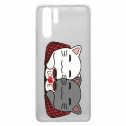 Чохол для Huawei P30 Pro Сats with plaid and coffee - PrintSalon