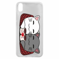 Чохол для Xiaomi Redmi 7A Сats with plaid and coffee - PrintSalon