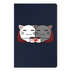 Блокнот з принтом Сats with plaid and coffee - PrintSalon