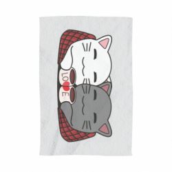 Рушник з принтом Сats with plaid and coffee - PrintSalon