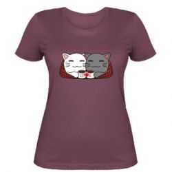 Жіноча футболка Сats with plaid and coffee - PrintSalon