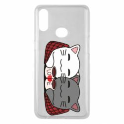 Чохол для Samsung A10s Сats with plaid and coffee - PrintSalon