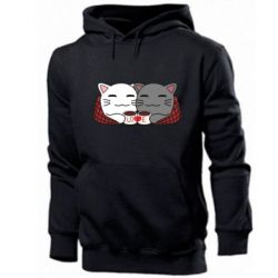 Чоловіче худі Сats with plaid and coffee - PrintSalon