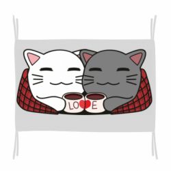 Прапор Сats with plaid and coffee - PrintSalon