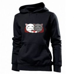 Худі жіноче Сats with plaid and coffee